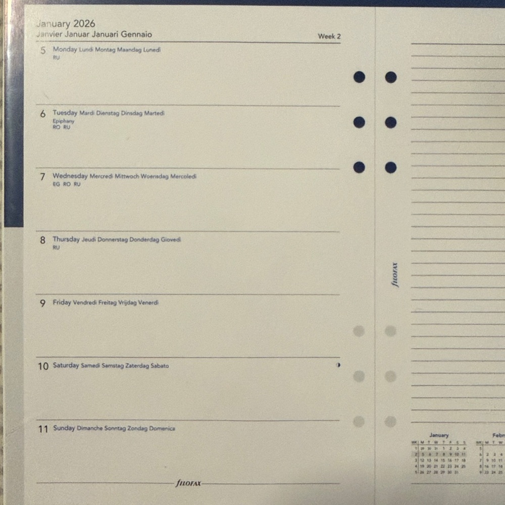 filoFAX A5 Diary Refill Set - Classic Blue and White - Picture 6 of 6